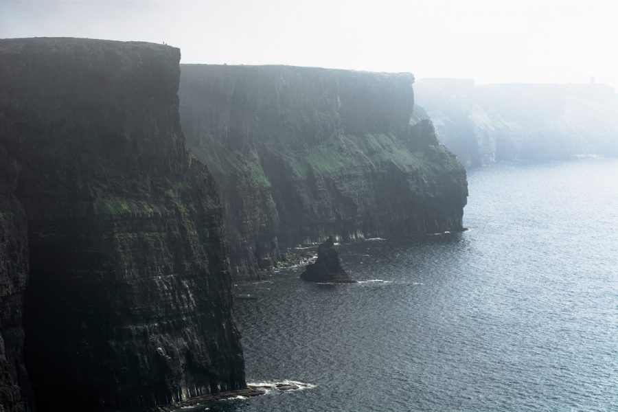 Cliffs as lost behind the rainstorm