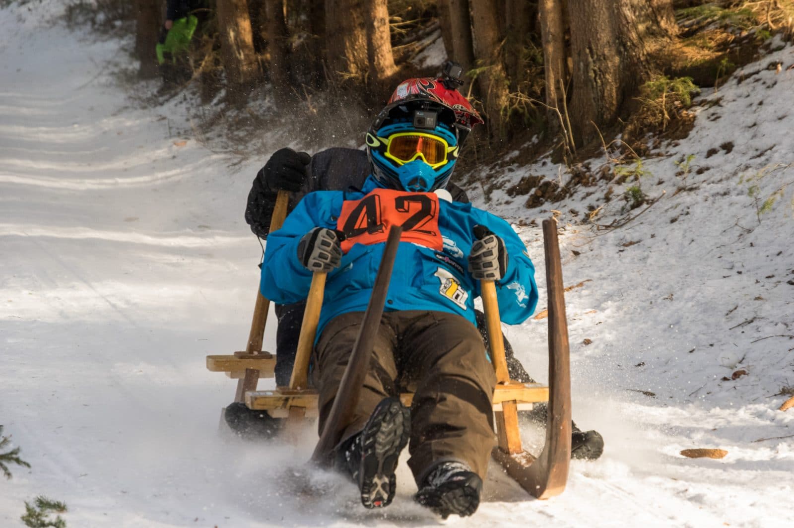 a two seater traditional sledge in valaska